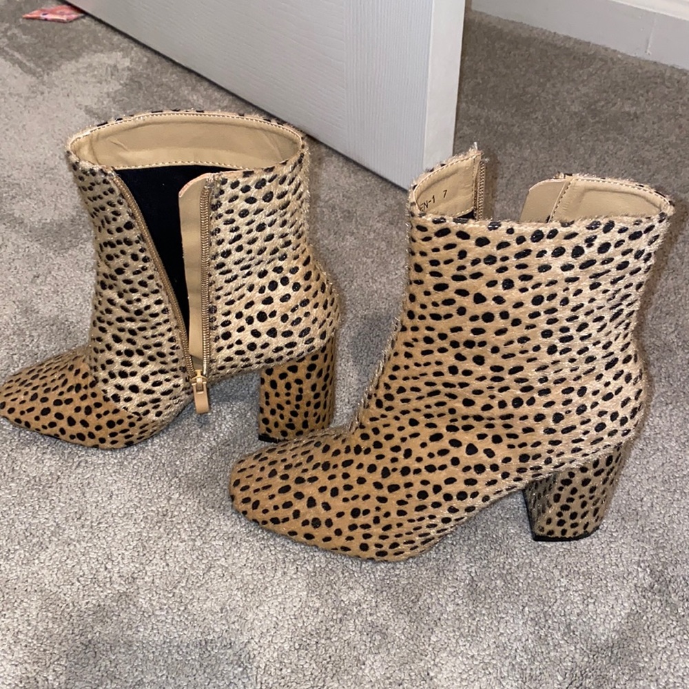 Cheetah faux pony hair booties